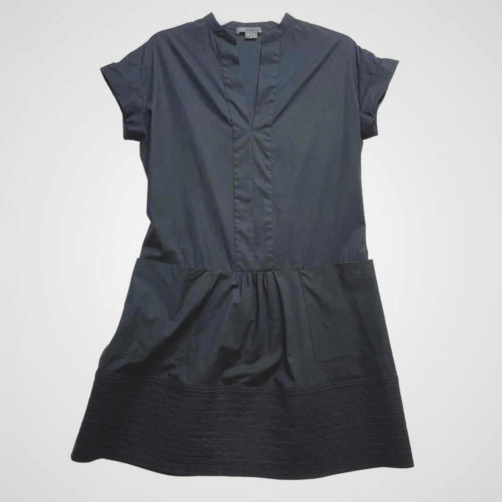 Womens Vince Black Cotton Dress Size XS Drop Waist Minimalist Casual